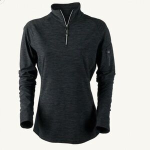 Obermeyer heather gray long sleeves 1/2 zip mock neck basic performance top Sz L